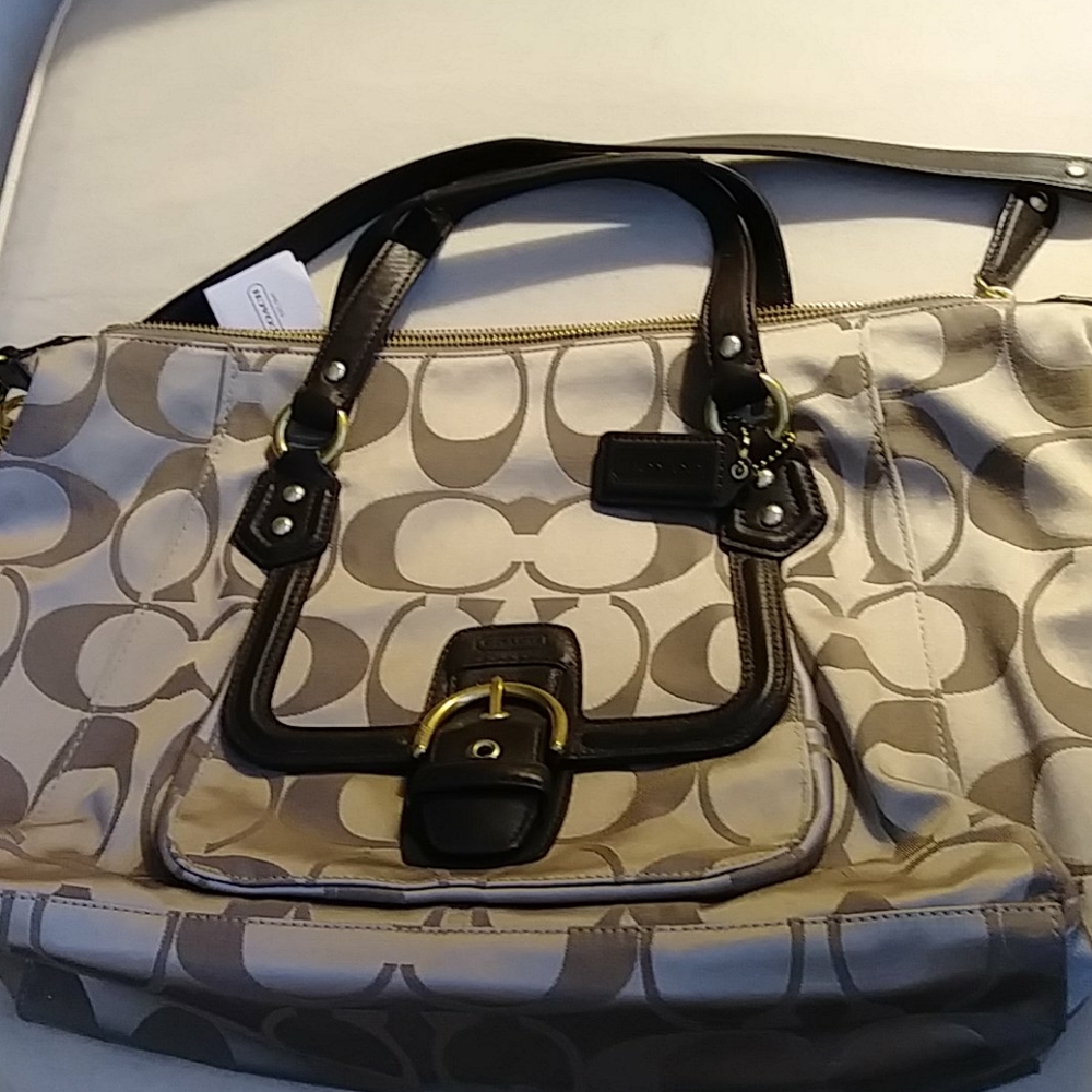 Coach Khaki and Mahogany Large Satchel Bag